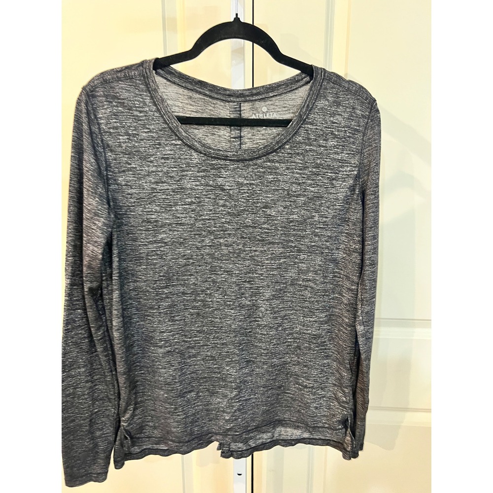 Athleta Womens Gray Space Dye Long Sleeve Performance Top Size S Workout Shirt